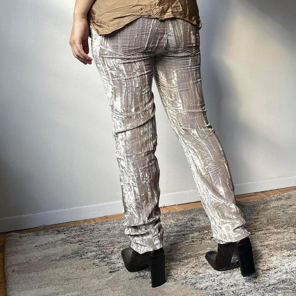 Deadstock 90s DKNY cream velvet pants - Picture 6 of 7
